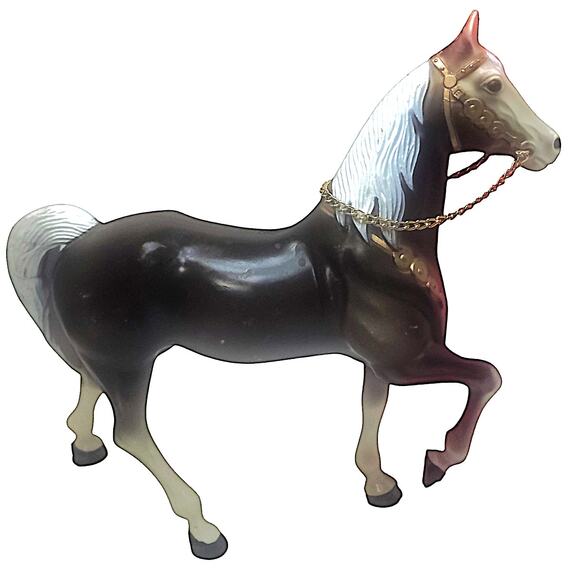 8" Vintage Model Horse Painted Mane & Tail With Chain Bridle - Picture 1 of 14